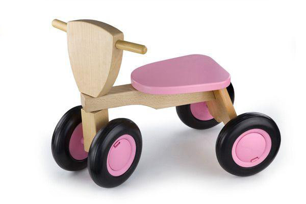 Road Star roze houten loopfiets van Woodtoys.