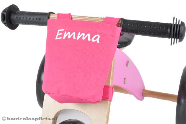 Stuurtas roze met eigen naam.