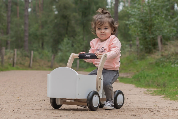 Lizzy met de optionele kinbeschermer.