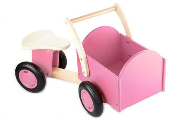 Portugees Panorama opmerking New Classic Toys Classic bakfiets roze | Houtenloopfiets.nl