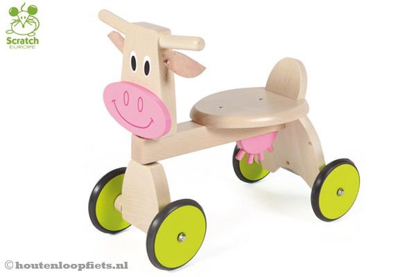 Loopfiets houten koe.
