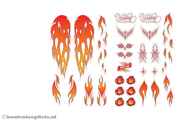 Vlammen stickers voor je Wishbonebike